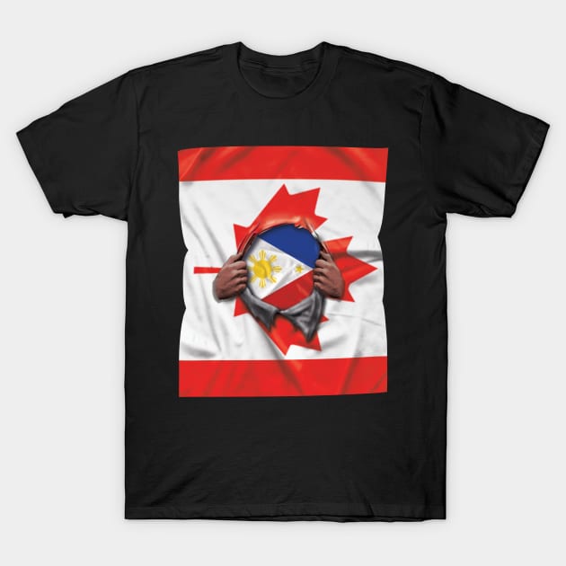 Philippines Flag Canadian Flag Ripped - Gift for Filipino From Philippines T-Shirt by Country Flags